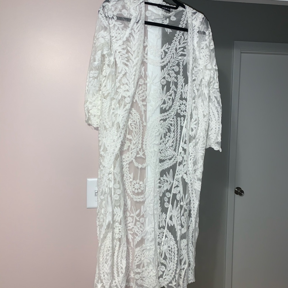 Lace embroidered swimsuit cover up from Shein